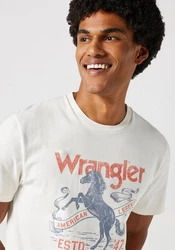 Wrangler T-Shirt AMERICANA Braun/Weiß/Creme/Orange/Khaki