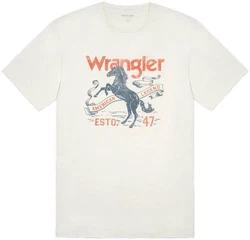 Wrangler T-Shirt AMERICANA Braun/Weiß/Creme/Orange/Khaki