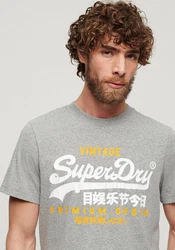 Superdry Print-Shirt SD-VL DUO TEE Mit Cracked Print grau