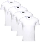 Jack & Jones T-Shirt V-Neck (Spar Set, 4er-Pack) Weiß/Dunkelblau/Creme