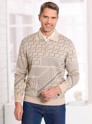 Sieh an! Strickpullover Polopullover Beige/Khaki/Braun