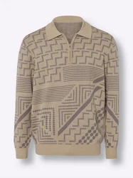Sieh an! Strickpullover Polopullover Beige/Khaki/Braun