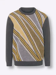Sieh an! Strickpullover Rundhals-Pullover Braun/Grau/Mischfarben