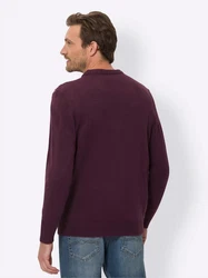 Sieh an! Strickpullover Rundhals-Pullover Bordeaux/Dunkelrot/Lila