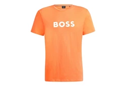 BOSS T-Shirt RN mit Markenprint Orange/Gold