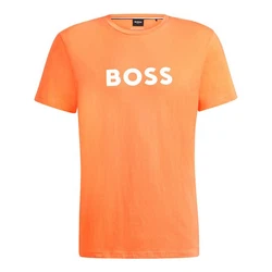 BOSS T-Shirt RN mit Markenprint Orange/Gold