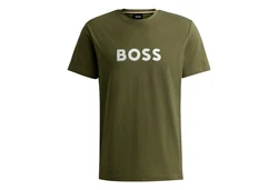 BOSS T-Shirt RN mit Markenprint Dunkelgrün
