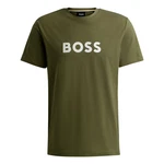 BOSS T-Shirt RN mit Markenprint Dunkelgrün