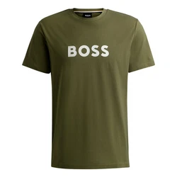 BOSS T-Shirt RN mit Markenprint Dunkelgrün