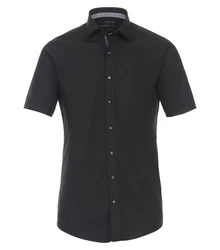 VENTI Businesshemd Kurzarm uni Schwarz/Grau/Dunkelgrau