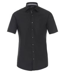 VENTI Businesshemd Kurzarm uni Schwarz/Grau/Dunkelgrau