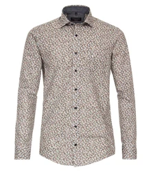 CASAMODA Langarmhemd Freizeithemd Print Beige/Rot/Gelb/Braun