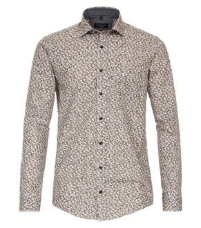 CASAMODA Langarmhemd Freizeithemd Print Beige/Rot/Gelb/Braun