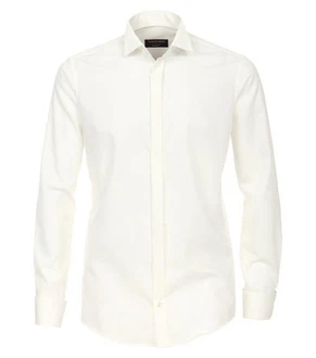 CASAMODA Langarmhemd Modern Klppchenkragen Weiß/Creme/Khaki CASAMODA Langarmhemd Modern Klppchenkragen Weiß/Creme/Khaki