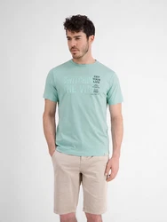 LERROS Herren T-Shirt mit Brust-Print Grün/Hellgrün/Hellblau