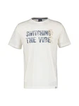LERROS Herren T-Shirt mit Brust-Print Creme/Weiß
