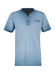 LERROS Henleyshirt Serafino für Herren sportlicher Optik Blau/Hellblau/Grau
