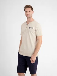 LERROS Henleyshirt Serafino für Herren sportlicher Optik Khaki/Braun/Beige/Creme
