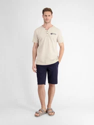LERROS Henleyshirt Serafino für Herren sportlicher Optik Khaki/Braun/Beige/Creme