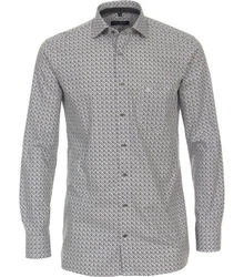 CASAMODA Langarmhemd Comfort Fit Grau/Grün/Dunkelgrau