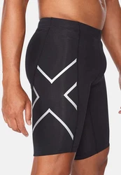 2xU Laufshorts Core Compression Schwarz/Grün/Dunkelblau