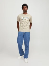Jack & Jones T-Shirt JJEJEFF Regular-Fit Basic Beige/Khaki/Creme