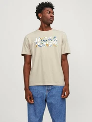 Jack & Jones T-Shirt JJEJEFF Regular-Fit Basic Beige/Khaki/Creme