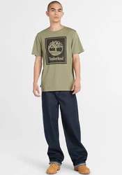 Timberland T-Shirt STACK LOGO Kurzarm Tee Dunkelgrün/Grün/Khaki