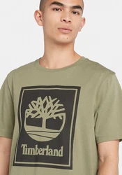 Timberland T-Shirt STACK LOGO Kurzarm Tee Dunkelgrün/Grün/Khaki