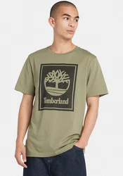 Timberland T-Shirt STACK LOGO Kurzarm Tee Dunkelgrün/Grün/Khaki