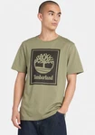 Timberland T-Shirt STACK LOGO Kurzarm Tee Dunkelgrün/Grün/Khaki