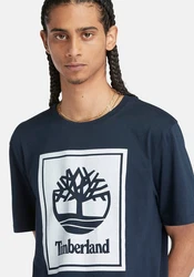 Timberland T-Shirt STACK LOGO Kurzarm Tee Blau/Dunkelblau
