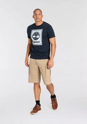 Timberland T-Shirt STACK LOGO Kurzarm Tee Blau/Dunkelblau