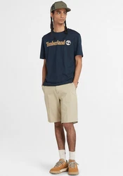 Timberland T-Shirt KENNEBEC RIVER Linear Logo Dunkelblau/Beige/Orange/Gelb