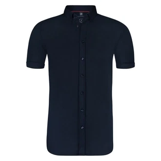 DESOTO Kurzarmhemd Modern BD mit Button-Down-Kragen Dunkelblau/Hellblau