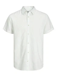 Jack & Jones Kurzarmhemd JJESUMMER LINEN BLEND SHIRT Weiß/Grau/Khaki/Hellgrün
