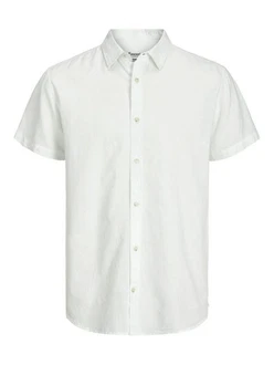Jack & Jones Kurzarmhemd JJESUMMER LINEN BLEND SHIRT Weiß/Grau/Khaki/Hellgrün Jack & Jones Kurzarmhemd JJESUMMER LINEN BLEND SHIRT Weiß/Grau/Khaki/Hellgrün