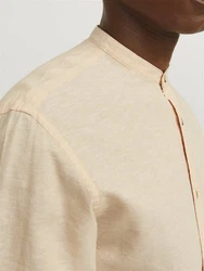 Jack & Jones Langarmhemd JJESUMMER BAND SHIRT LS SN Orange/Weiß/Gelb/Beige/Khaki