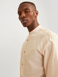 Jack & Jones Langarmhemd JJESUMMER BAND SHIRT LS SN Orange/Weiß/Gelb/Beige/Khaki