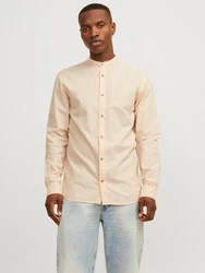 Jack & Jones Langarmhemd JJESUMMER BAND SHIRT LS SN Orange/Weiß/Gelb/Beige/Khaki