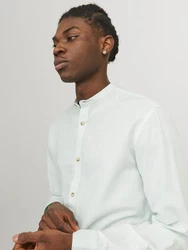 Jack & Jones Langarmhemd JJESUMMER BAND SHIRT LS SN Grün/Hellgrün/Hellblau