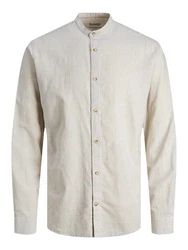 Jack & Jones Langarmhemd JJESUMMER BAND SHIRT LS SN Weiß/Khaki