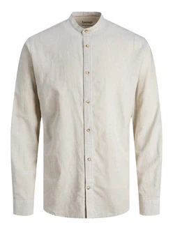 Jack & Jones Langarmhemd JJESUMMER BAND SHIRT LS SN Weiß/Khaki