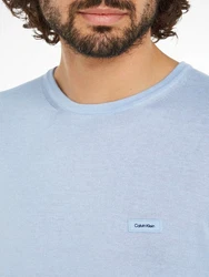 Calvin Klein Rundhalspullover COTTON SILK CN SWEATER Hellblau/Blau