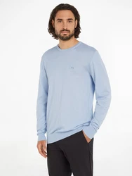 Calvin Klein Rundhalspullover COTTON SILK CN SWEATER Hellblau/Blau