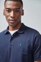 Next Poloshirt Slim Fit Piqu-Polohemd Dunkelblau/Blau
