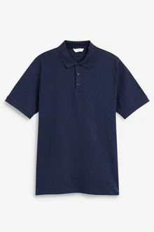 Next Poloshirt Slim Fit Piqu-Polohemd Dunkelblau/Blau