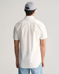 Gant Kurzarmhemd Regular Fit Popeline Hemd Weiß/Creme/Beige