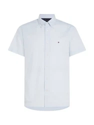 Tommy Hilfiger Kurzarmhemd W-CO/LI FAKE SOLID RF SHIRT blau/weiß
