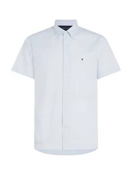 Tommy Hilfiger Kurzarmhemd W-CO/LI FAKE SOLID RF SHIRT blau/weiß